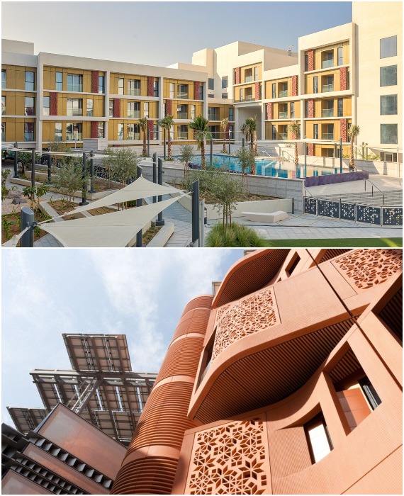 Все здания Masdar City имеют официальный статус устойчивых строений, что подтверждается исследованиями (Абу-Даби, ОАЭ). Все здания Masdar City имеют официальный статус устойчивых строений, что подтверждается исследованиями (Абу-Даби, ОАЭ).