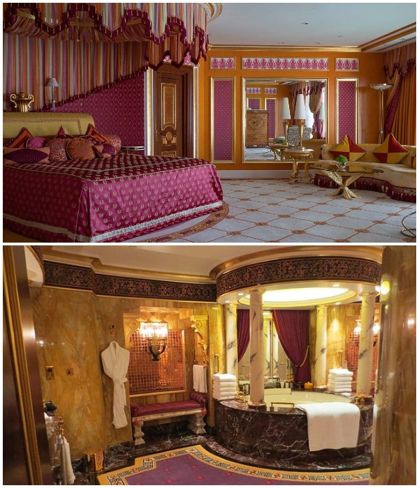 Спальня и ванная комната женской половины The Royal Suite (Burj Al Arab, Дубай). Спальня и ванная комната женской половины The Royal Suite (Burj Al Arab, Дубай).