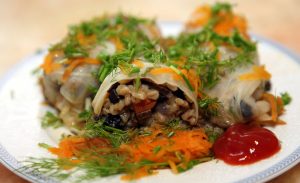 Постные голубцы с рисом и грибами