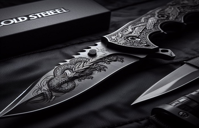 Нож Cold Steel с отражением в воде: его безупречное лезвие идеально отображается в гладкой поверхности, символизируя совершенство и изысканность. Нож Cold Steel с отражением в воде: его безупречное лезвие идеально отображается в гладкой поверхности, символизируя совершенство и изысканность.
