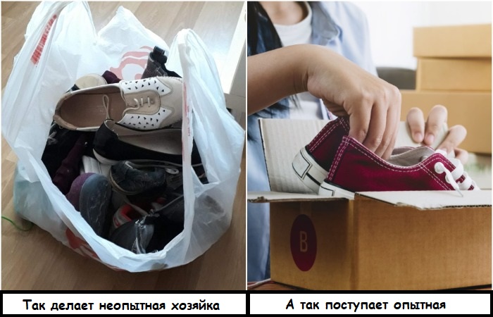 Обувь нужно хранить не в пакете, а в картонной коробке Обувь нужно хранить не в пакете, а в картонной коробке