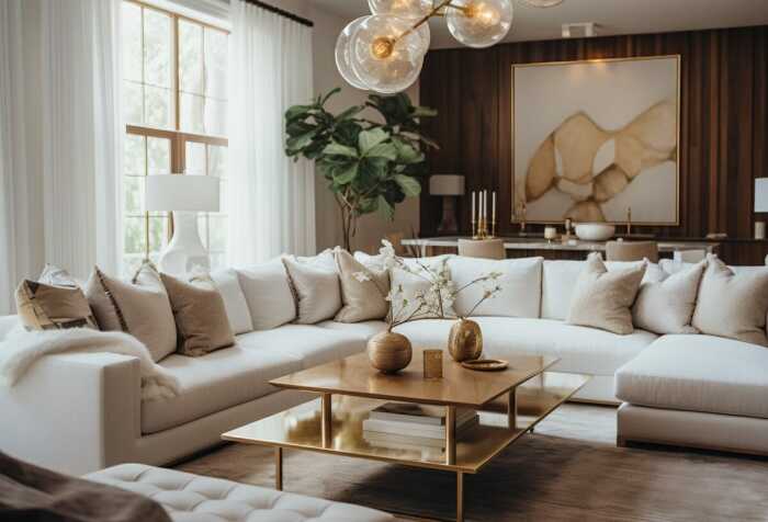 Разбавьте интерьер золотистыми элементами. Фото: decorilla.com. Разбавьте интерьер золотистыми элементами. Фото: decorilla.com.
