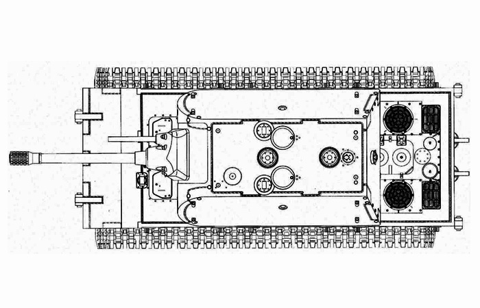 Примерный чертёж танка Е-100, вид сверху./ Фото: panzer35.ru Примерный чертёж танка Е-100, вид сверху./ Фото: panzer35.ru