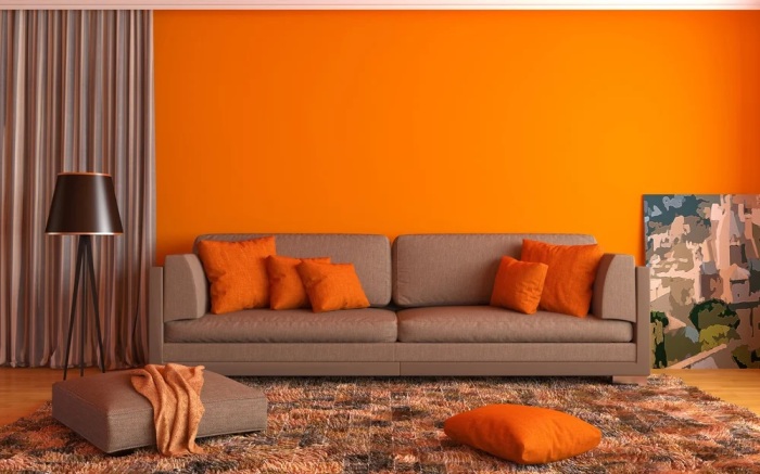 Оранжевый цвет в интерьере. Фото: homelane.com. Оранжевый цвет в интерьере. Фото: homelane.com.