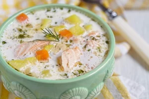 Нежный суп из семги со сливками