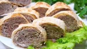 Рулет из лаваша с мясным паштетом