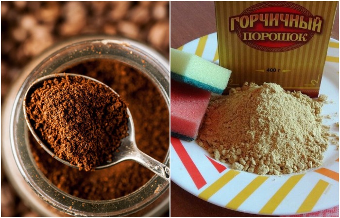 Горчичный порошок и молотый кофе отличные абсорбенты Горчичный порошок и молотый кофе отличные абсорбенты