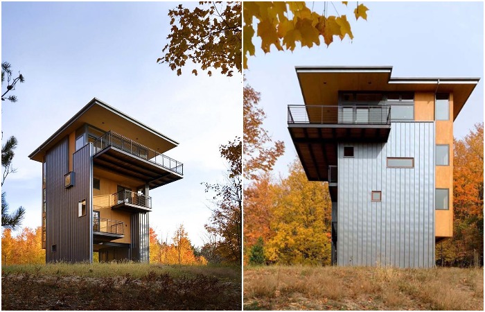 Glen Lake Tower House построен из стали и фанеры. Glen Lake Tower House построен из стали и фанеры.