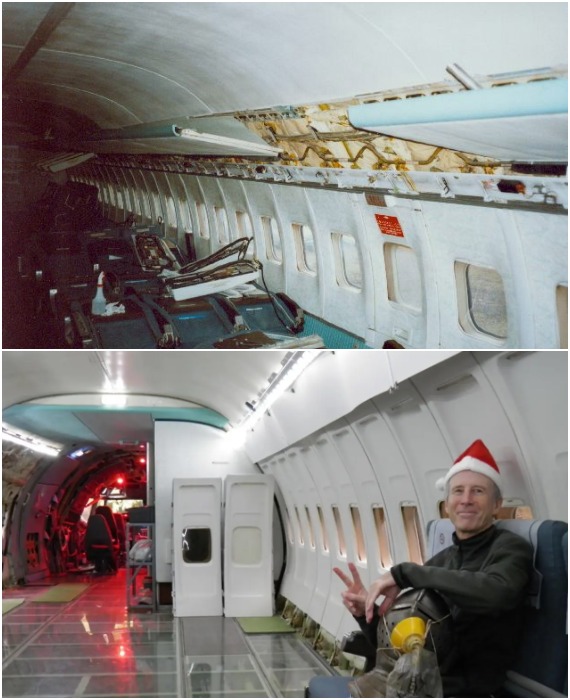 Чтобы увеличить объем салон Boeing 727, пришлось демонтировать багажные полки. Чтобы увеличить объем салон Boeing 727, пришлось демонтировать багажные полки.