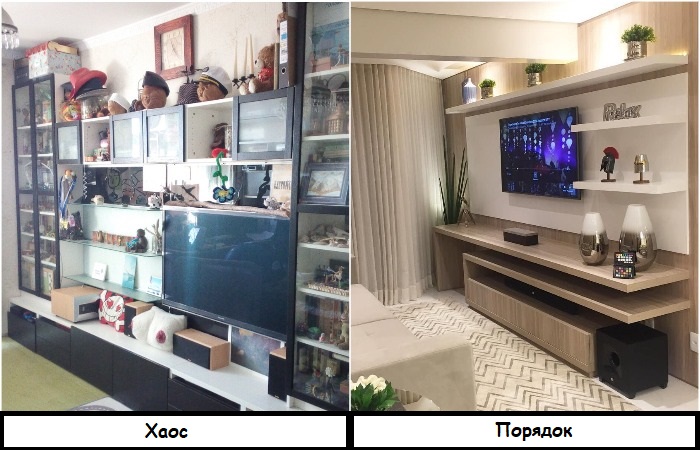 В зоне ТВ не должно быть много предметов