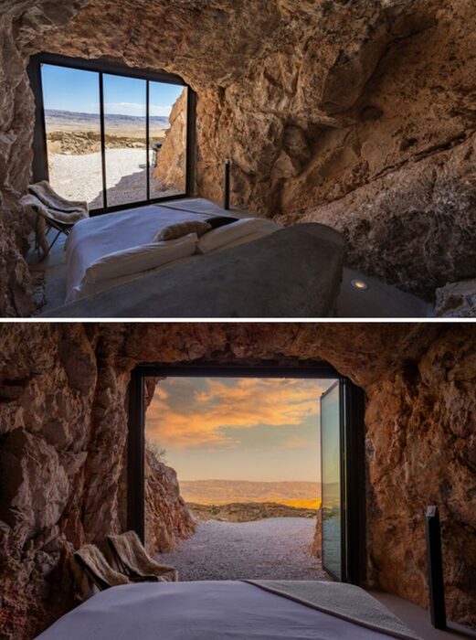 В пещерных номерах сохранили структуру камня в неизменном виде (The Summit at Big Bend, Техас). В пещерных номерах сохранили структуру камня в неизменном виде (The Summit at Big Bend, Техас).