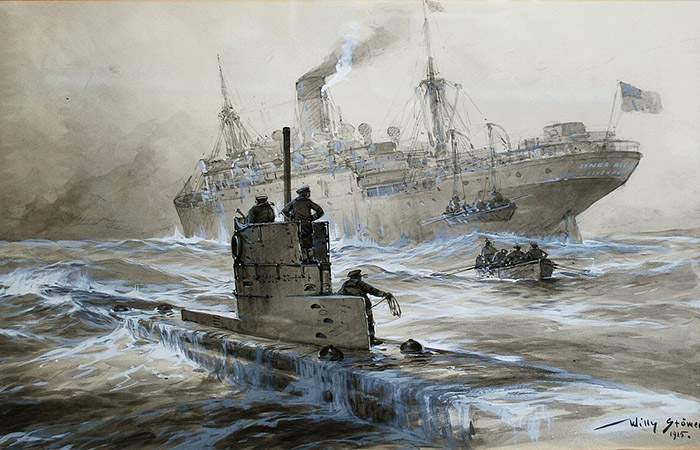 Затопление парохода «Линда Бланш», Первая мировая./ Фото: wikipedia.org Затопление парохода «Линда Бланш», Первая мировая./ Фото: wikipedia.org
