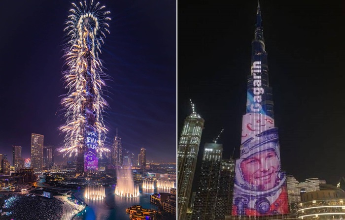 В праздничные дни фасад башни Burj Khalifa превращается в гигантское полотно для световых инсталляций. В праздничные дни фасад башни Burj Khalifa превращается в гигантское полотно для световых инсталляций.