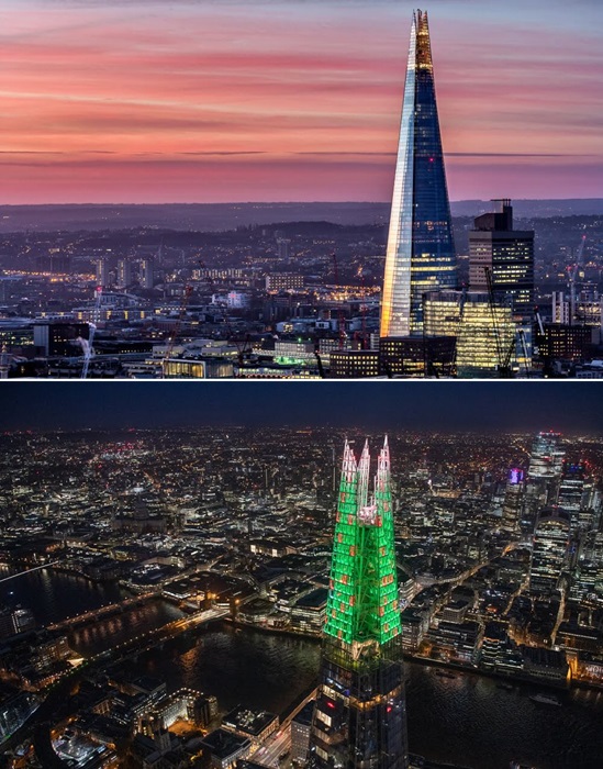 Световые шоу на 20 верхних этажах The Shard открывают праздничный сезон в Лондоне. Световые шоу на 20 верхних этажах The Shard открывают праздничный сезон в Лондоне.