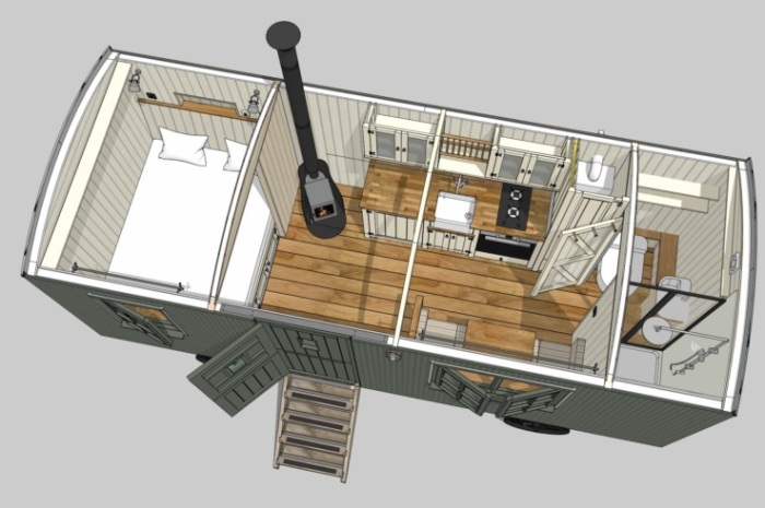 Стандартная планировка номеров Blackdown Shepherds Hut. | Фото: blackdownshepherdhuts.co.uk. Стандартная планировка номеров Blackdown Shepherds Hut. | Фото: blackdownshepherdhuts.co.uk.