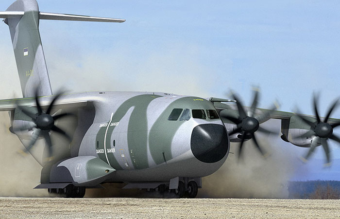 Винтовой самолёт Airbus A400M./ Фото: fonwall.ru Винтовой самолёт Airbus A400M./ Фото: fonwall.ru
