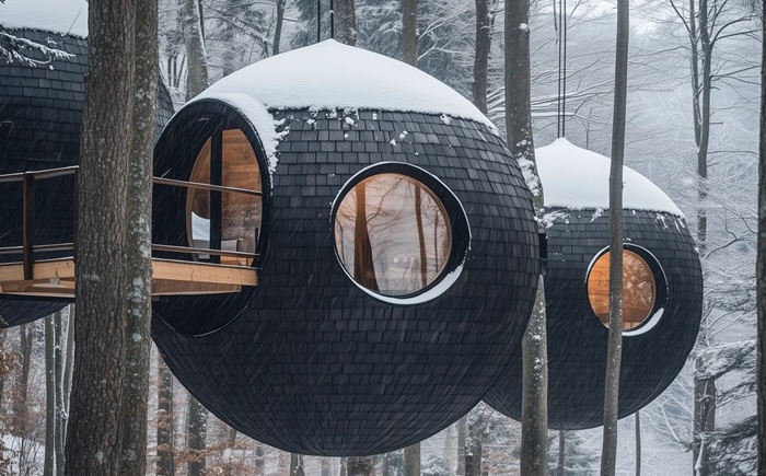 Из модульных домиков The Burl структур прекрасный эко-отель. | Фото: yankodesign.com.