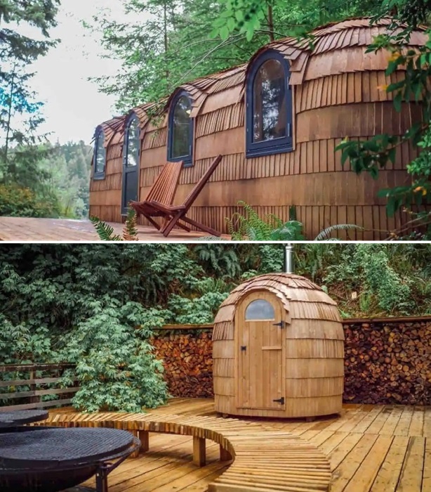 Дерево стало основным строительным и отделочным материалом сборной модели Cocoon Cottage. Дерево стало основным строительным и отделочным материалом сборной модели Cocoon Cottage.