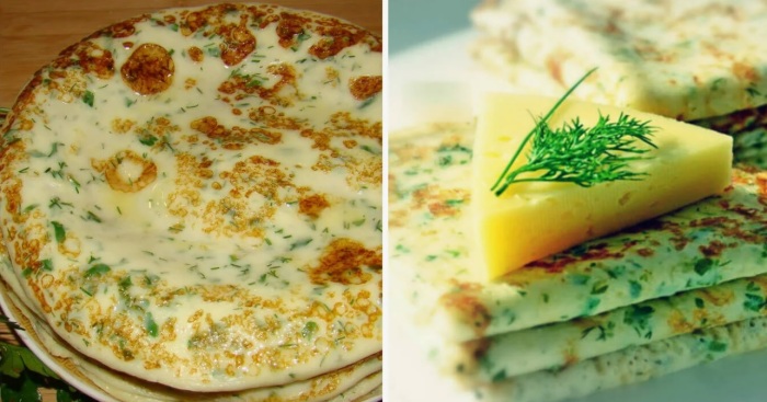 Творожные блины с зеленью. Творожные блины с зеленью.