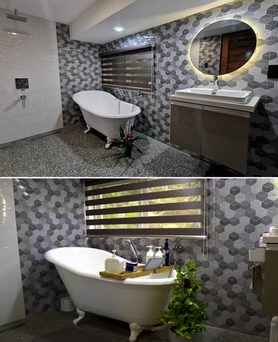 Стильная ванная комната в компактном доме (La Casita Garcia, Филиппины). Стильная ванная комната в компактном доме (La Casita Garcia, Филиппины).