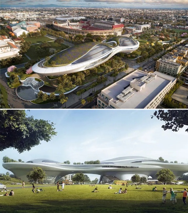 MAD Architects создала ультрасовременный архитектурно-парковый комплекс Lucas Museum (Лос-Анджелес, США).