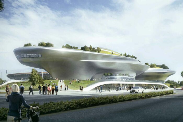 Парковые зоны Lucas Museum станут местом отдыха посетителей, горожан и гостей Лос-Анджелеса. | Фото: la.urbanize.city.