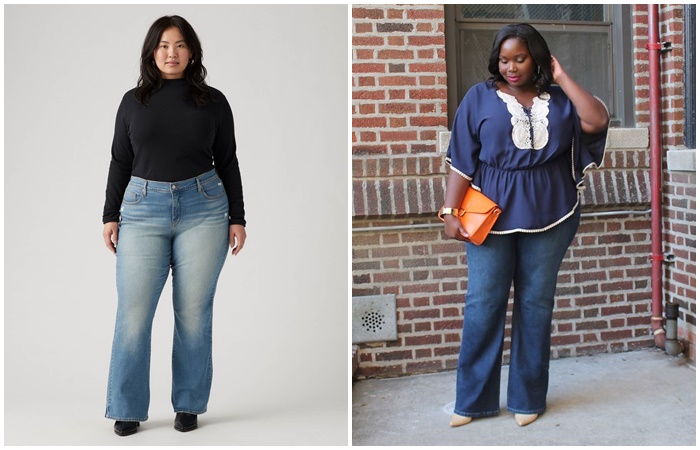 Как и с чем носить джинсы буткат женщинам с фигурой plus size