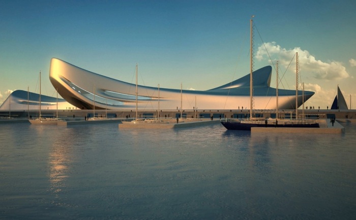 Со стороны моря форма комплекса Centre of Mediterranean Culture напоминает гигантский полумесяц (рендеринг). | Фото: strettoweb.com. Со стороны моря форма комплекса Centre of Mediterranean Culture напоминает гигантский полумесяц (рендеринг). | Фото: strettoweb.com.