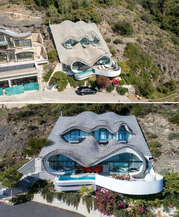 Форма крыши и ее структура напоминает сказочного дракона (Villa Del Acantilado, Испания). Форма крыши и ее структура напоминает сказочного дракона (Villa Del Acantilado, Испания).