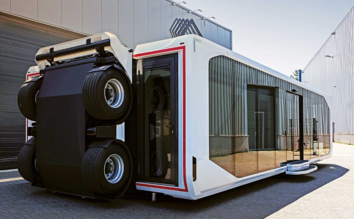 Мобильный дом можно опустить на нужную высоту (Expandable Mansion). | Фото: techeblog.com. Мобильный дом можно опустить на нужную высоту (Expandable Mansion). | Фото: techeblog.com.
