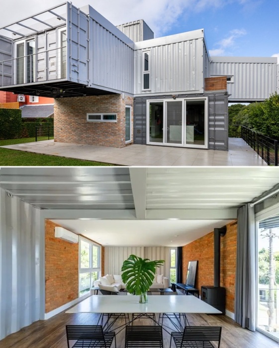 В кирпичной пристройке организовали гостиную (Container House RD, Бразилия). В кирпичной пристройке организовали гостиную (Container House RD, Бразилия).