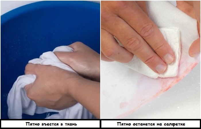 Не трите пятно, лучше промокните его салфеткой