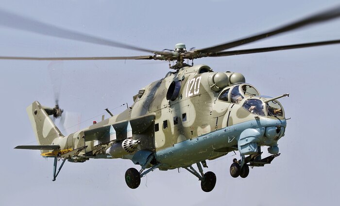 Миль Ми-24 вооружен двуствольной пушкой ГШ-23-2/ Фото: wikimedia.org Миль Ми-24 вооружен двуствольной пушкой ГШ-23-2/ Фото: wikimedia.org