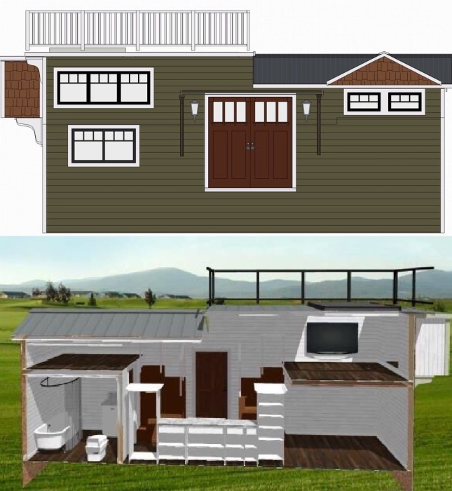 Планировка Tiny Craftsman Home, разработанного специалистами Tiny Heirloom.