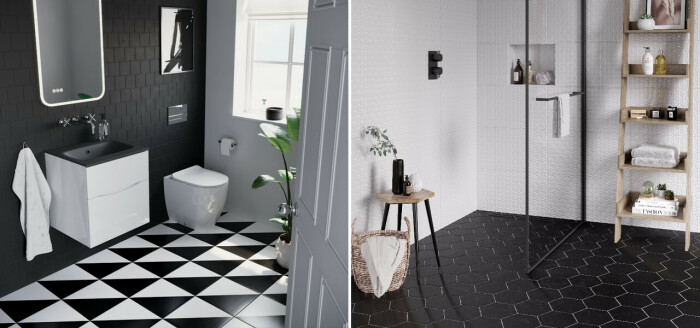 Варианты санузла в чёрном стиле. Фото: images.qssupplies.co.uk. Варианты санузла в чёрном стиле. Фото: images.qssupplies.co.uk.