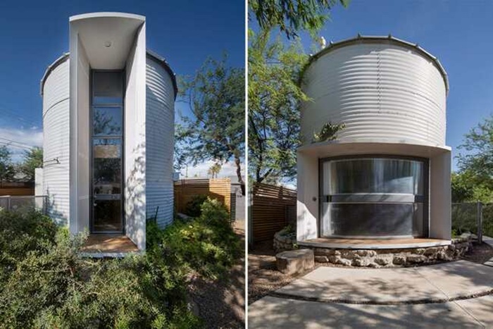Не поскупились на установку окон и стеклянных дверей (Silo House). Не поскупились на установку окон и стеклянных дверей (Silo House).