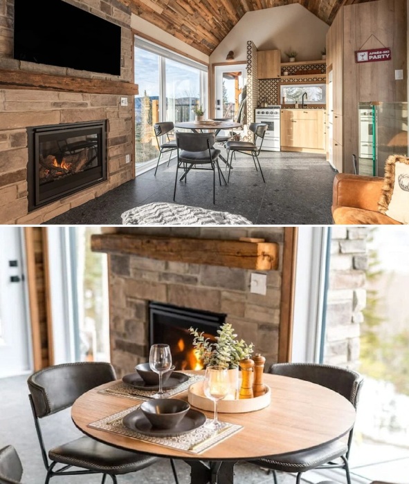 Обеденная зона в горном шале Le Chamonix (Domaine Maelström, Квебек). Обеденная зона в горном шале Le Chamonix (Domaine Maelström, Квебек).