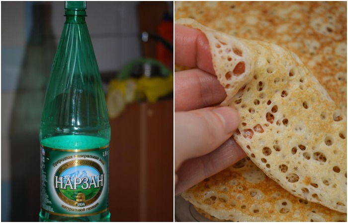 Блины на минералке получаются ажурными, с красивыми дырочками Блины на минералке получаются ажурными, с красивыми дырочками