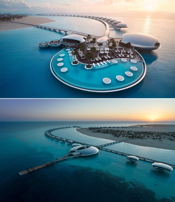 Shebara Resort – роскошный курорт с футуристическими виллами вдоль побережья Красного моря. Shebara Resort – роскошный курорт с футуристическими виллами вдоль побережья Красного моря.