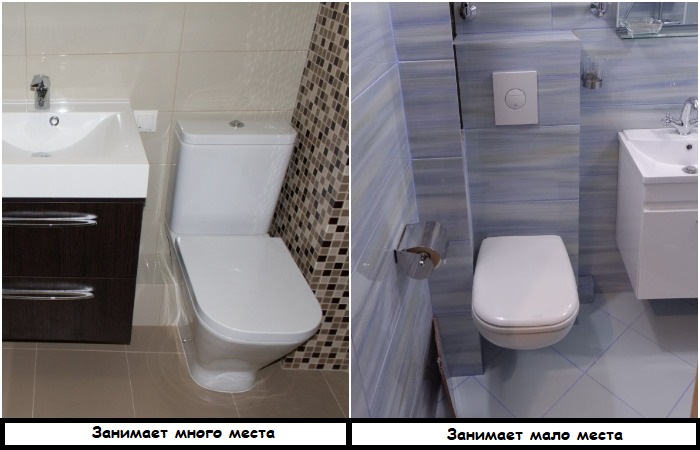 Подвесной унитаз займет меньше места