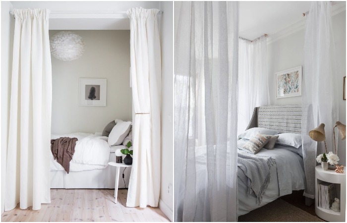 Шторы могут быть плотными или прозрачными