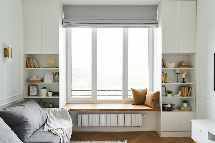 Комбинируйте открытое и закрытое хранение. / Фото: hoff.ru