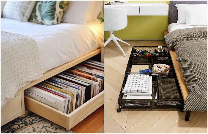 Варианты хранения под кроватью Варианты хранения под кроватью