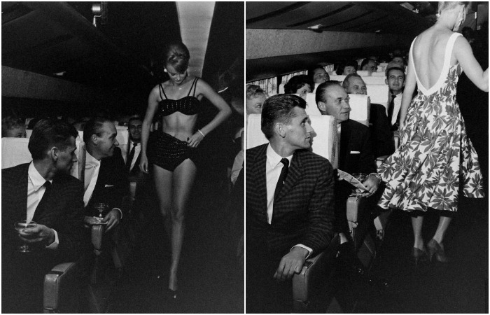 Дефиле в реальном времени от стюардесс - когда-то это было нормой. /Фото: messynessychic.com