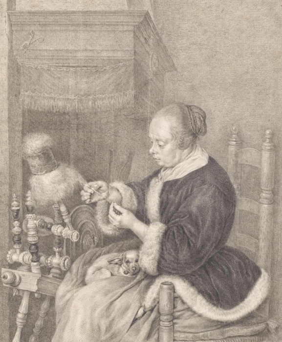 На Западе незамужний статус женщины неожиданно связался с профессией пряхи. /Фото: meisterdrucke.com