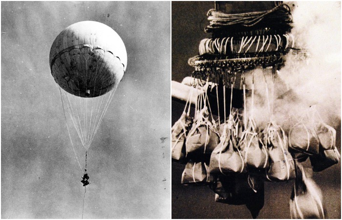 Бомба под бумажным аэростатом - неудавшееся оружие хаоса от японцев. /Фото: en.wikipedia.org Бомба под бумажным аэростатом - неудавшееся оружие хаоса от японцев. /Фото: en.wikipedia.org