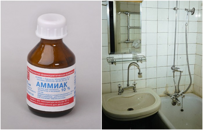 Нашатырь устранял плесень на плитке в ванной