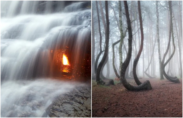 Вечный огонь за стеной воды: 5 мест на планете, в реальность которых верится с трудом